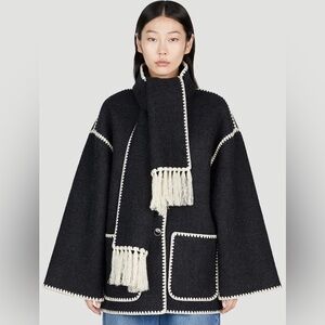 Toteme Black and Cream Pea Coat